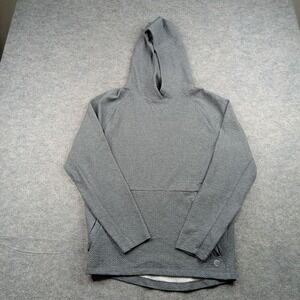 Solaris Hoodie Mens Medium Sweatshirt Textured Waffle Knit Kangaroo Pocket Grey